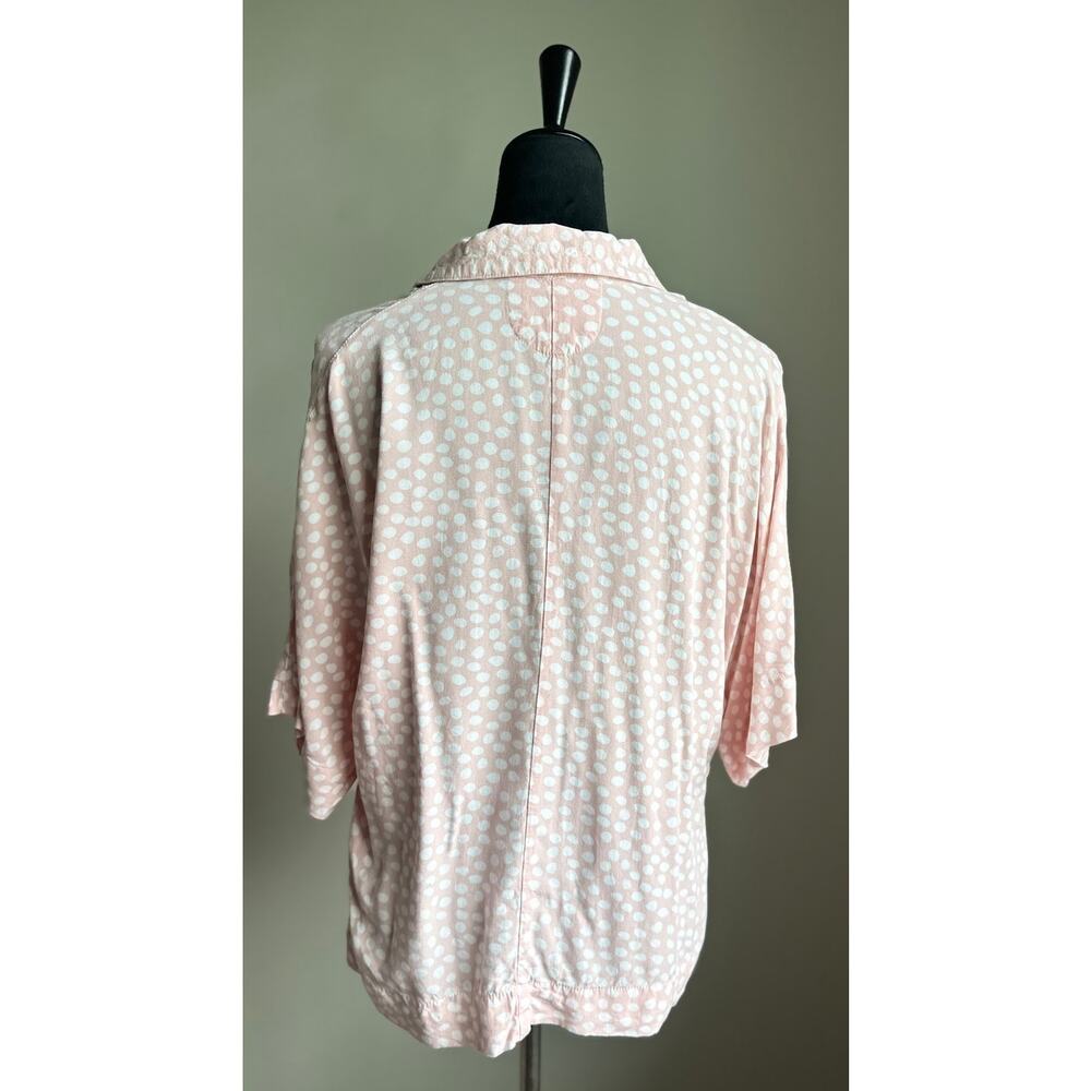 Piyama Pink White Polka Dot Short Sleeve Button Front Pajama Top Size S/M - Picture 3 of 7